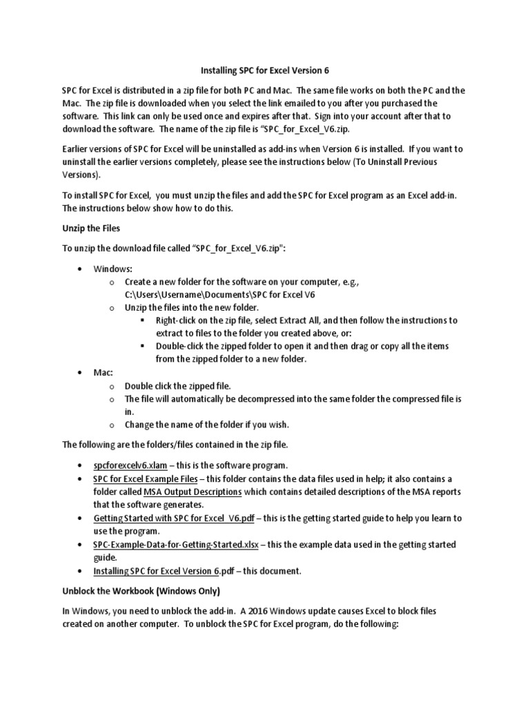 Installing SPC for Excel V6 Guide | PDF | Zip (File Format) | Microsoft ...