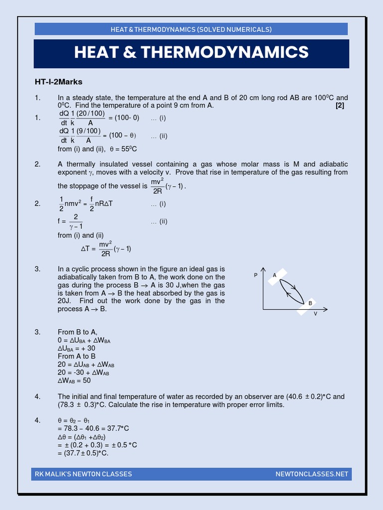 Heat & Thermodynamics (Practice Questions PDF | PDF | Temperature | Heat