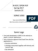 PEGN 419 / GPGN 419 Spring 2017: Sonic Logs