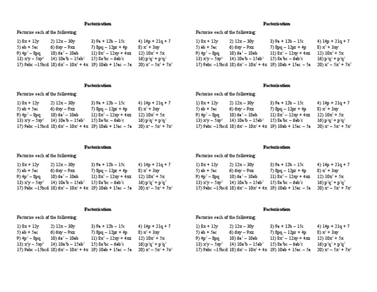 Ws Factorisation