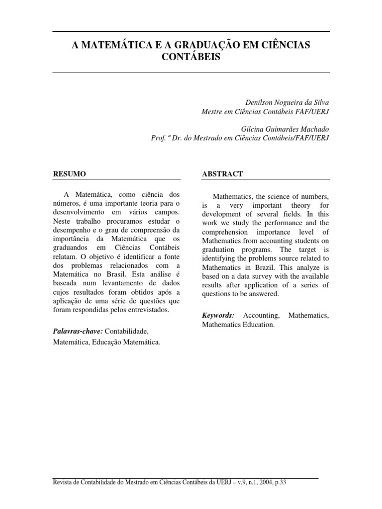 A Matematica E A Contabilidade Pdf Pdf Contabilidade Science