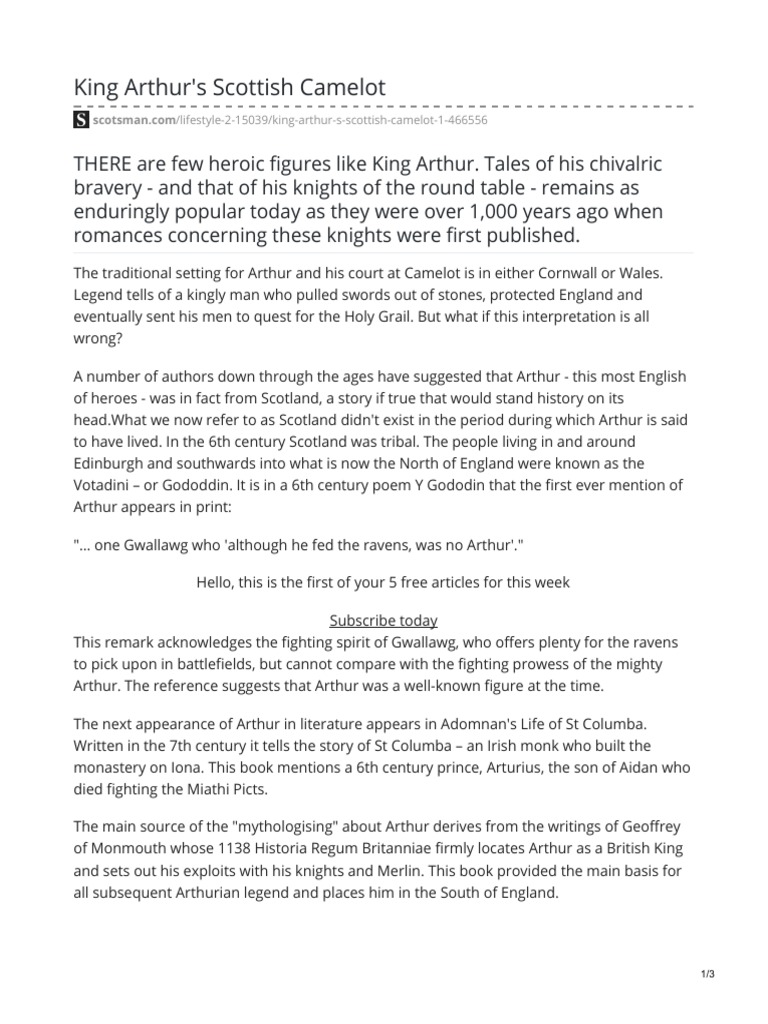 King Arthurs Scottish Camelot | PDF | King Arthur | Medieval Literature
