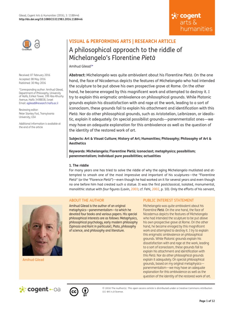 A Philosophical Approach To The Riddle of Michelangelo's Florentine ...