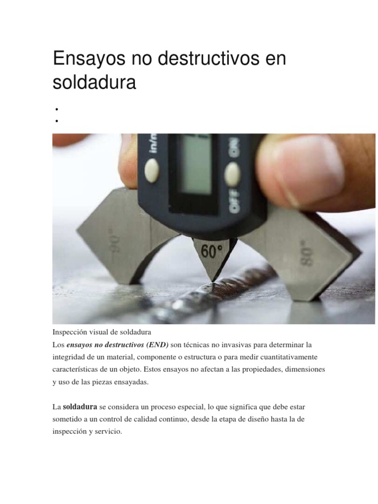 Ensayos No Destructivos en Soldadura Pruebas no destructivas Rayo X