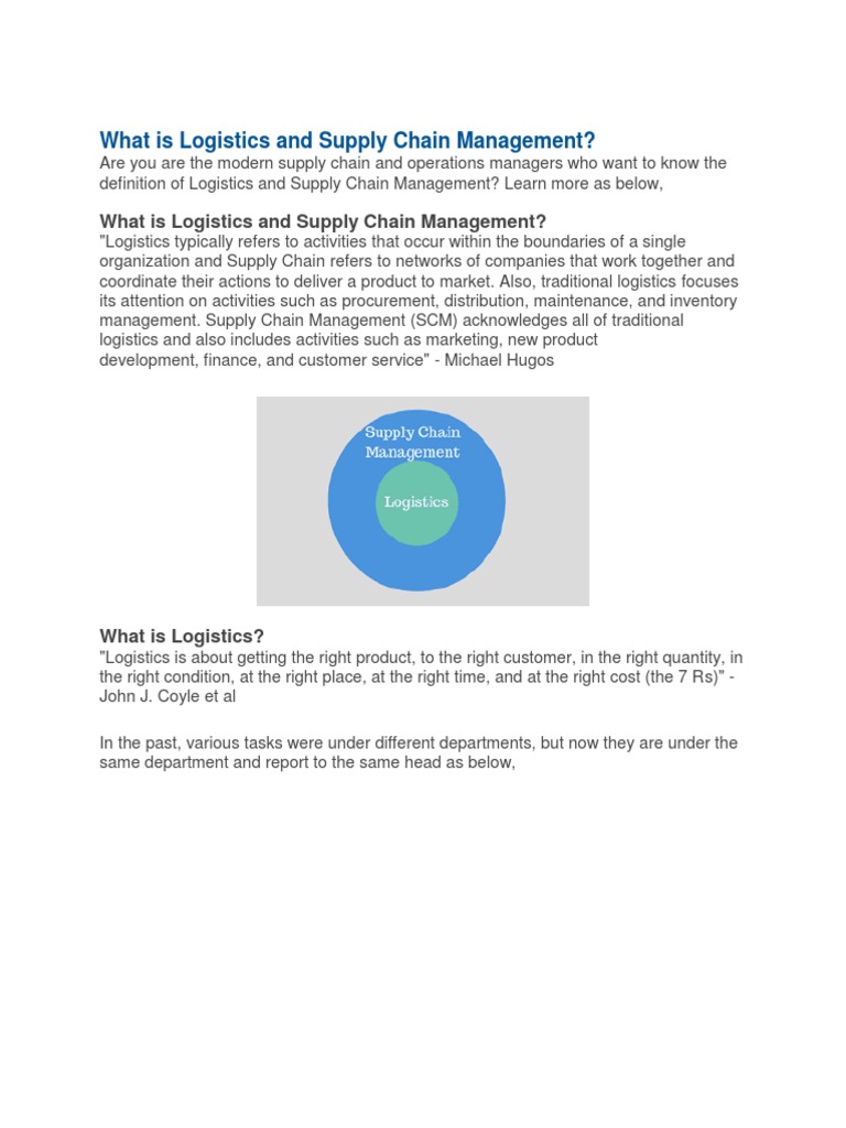 Understanding Logistics & Supply Chain Management | PDF | Logistics ...