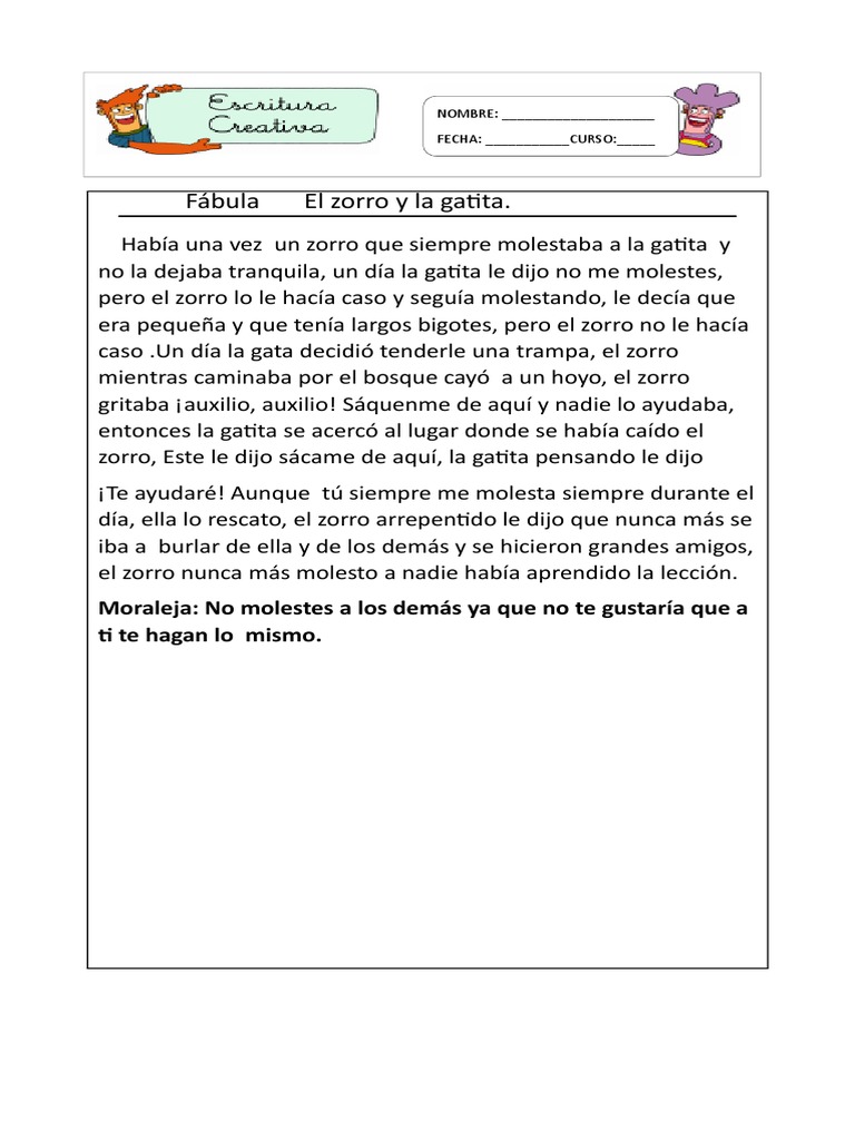 Fábulas inventadas con moraleja para niños | PDF | Fábula | Hipopótamo