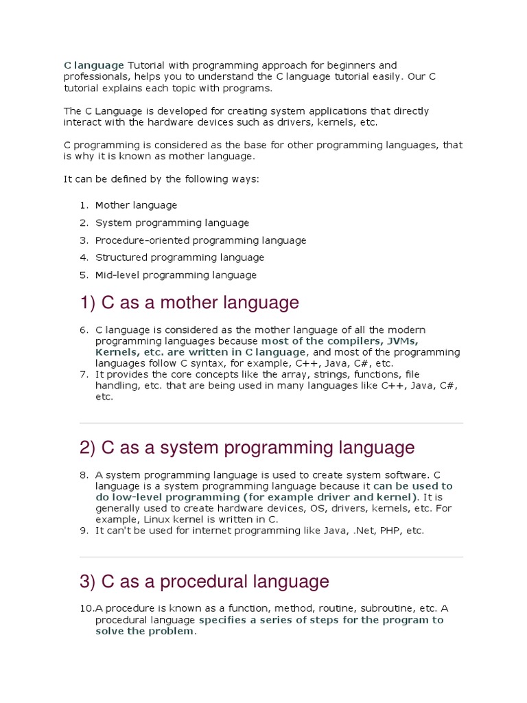 C Language Programming Guide | PDF | C (Programming Language) | Control ...