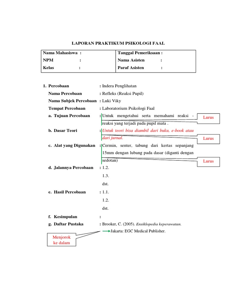 Format Laporan Psikologi Faal 1