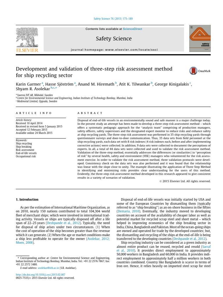 Ship Recycling Risk Assessment | PDF | Occupational Safety And Health ...