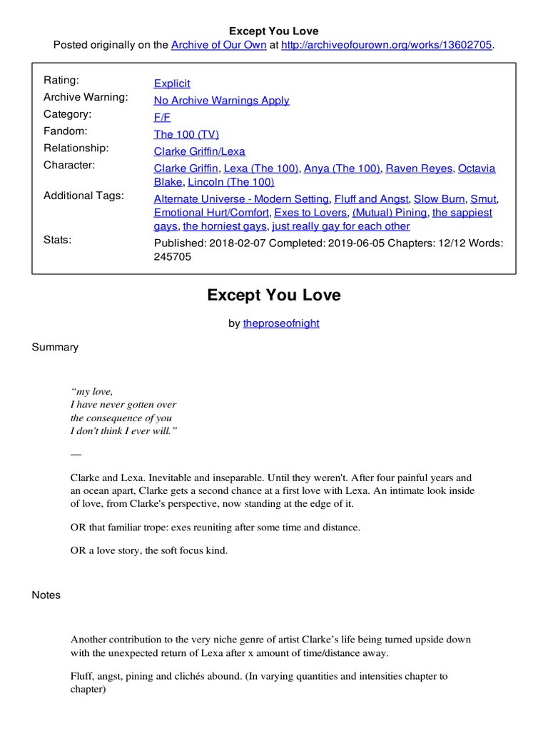 Except You Love Clexa