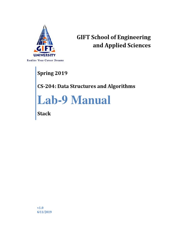 CS-204 Lab 9: Stack Implementation | PDF | Data Type | Computer Engineering