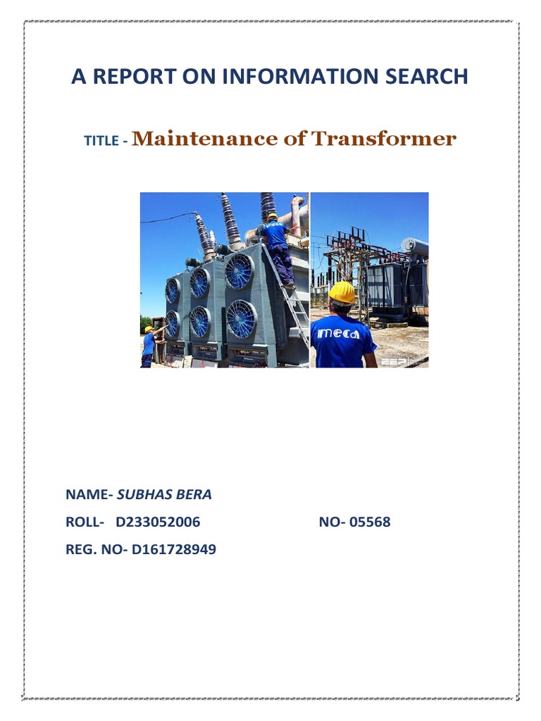 A Report On Information Search: Maintenance of Transformer | PDF