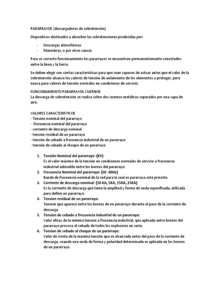 Funcionamiento y Tipos de Pararrayos | PDF | Corriente eléctrica | voltaje