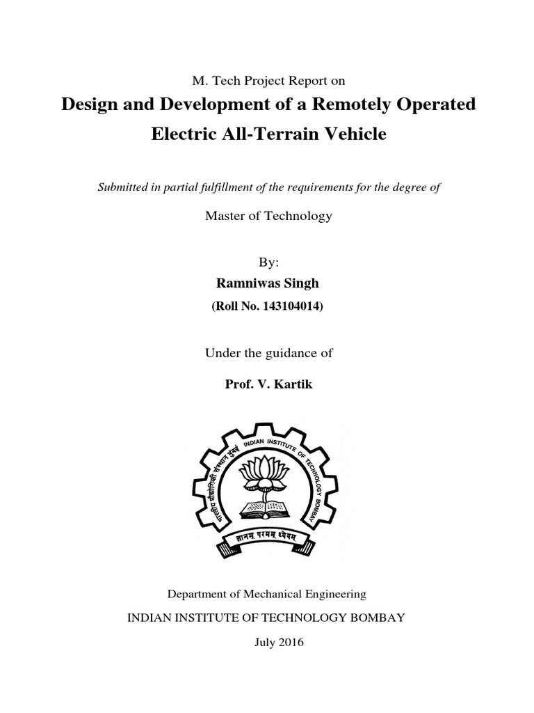 M Tech Project Report On Electric ATV | PDF | Suspension (Vehicle ...