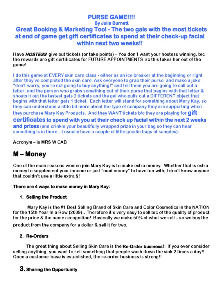 Purse Game | PDF | Business
