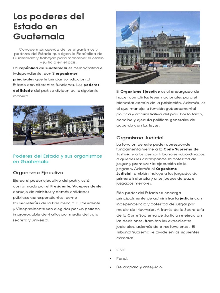Poderes del Estado en Guatemala | PDF | Separación de poderes | Ley ...