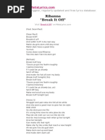 Rihanna Break It Off Lyrics Contemporary R B Dance Music