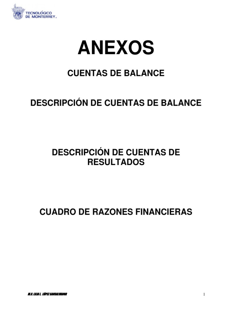 Catálogo de Cuentas Del Balance General y Razones Financieras PDF ...