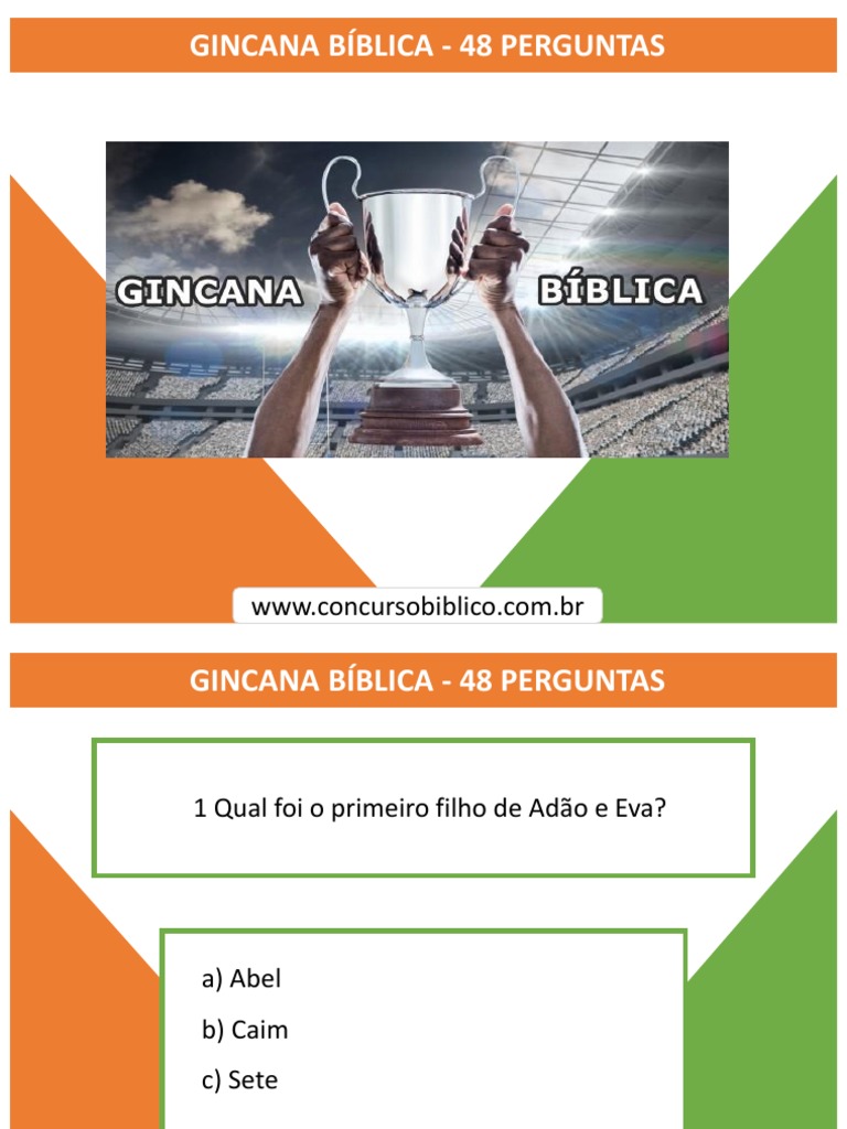 Gincana Bíblica: 48 Perguntas e Respostas | PDF | Bíblia | Davi