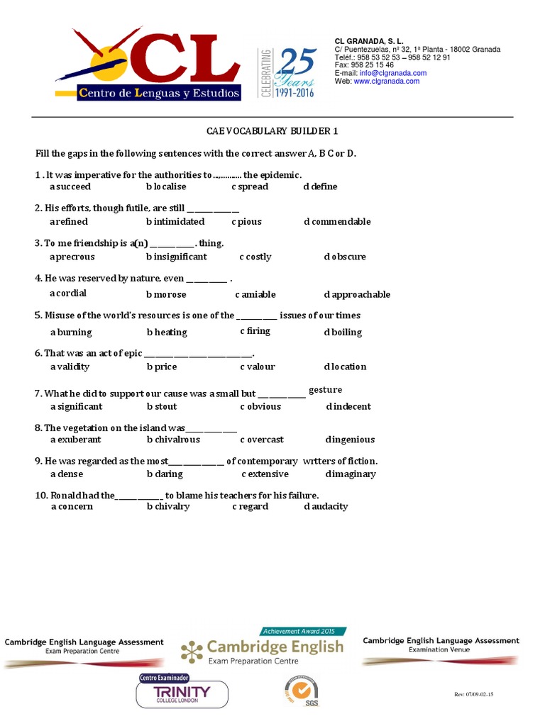 Cae Vocabulary Builder 1 | PDF