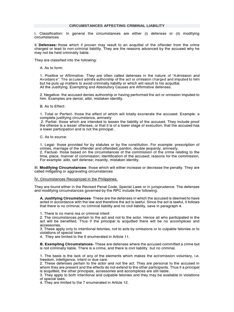 Factors Influencing Criminal Liability | PDF | Crime & Violence | Crime ...