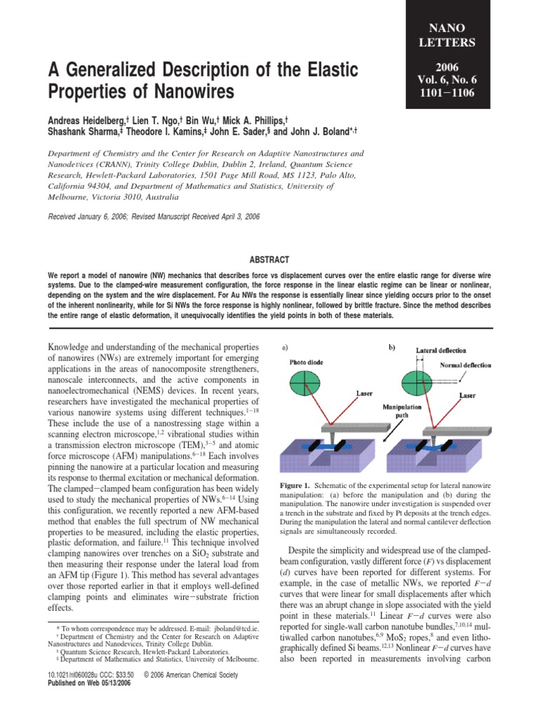 A Generalized Description of The Elastic Properties of Nanowires | PDF ...