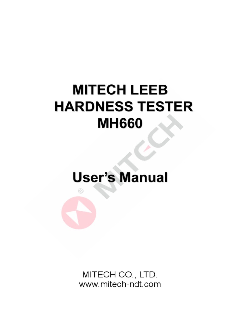 MH660 Hardness Tester Manual | PDF | Hardness | Calibration