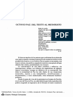 Octavio Paz Del Texto Al Metatexto PDF
