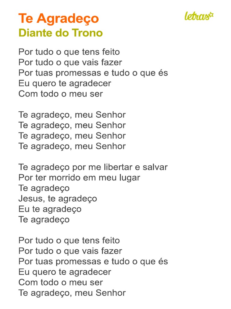 TE AGRADEÇO Diante Do Trono