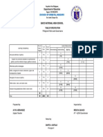 Division of Oriental Mindoro: Baco National High School Table of Specification