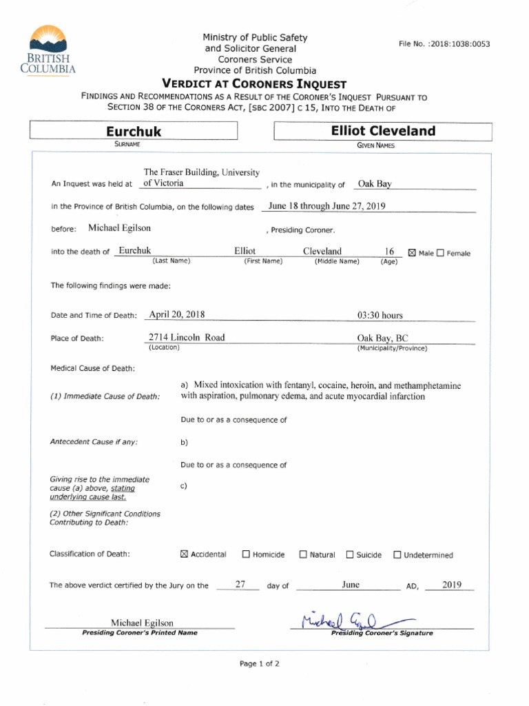 BC Coroner's Inquest Findings | PDF | Coroner | Mental Health
