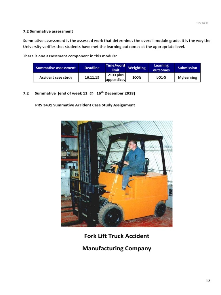 Forklift Accident Case Study Analysis | PDF | Safety | Business