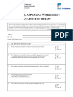 Ritical Ppraisal Orksheet 1: An Article On Therapy