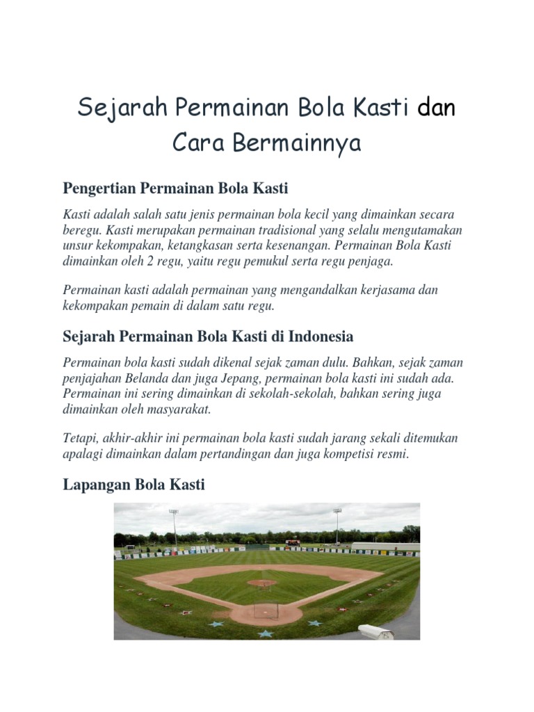 Sejarah Permainan Bola Kasti Dan Cara Bermainnya | PDF