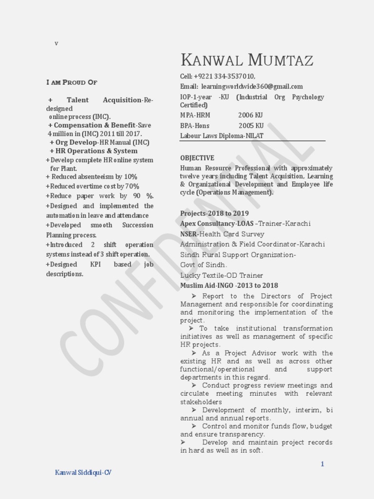 CV For NGO-F | PDF | Human Resource Management | Recruitment