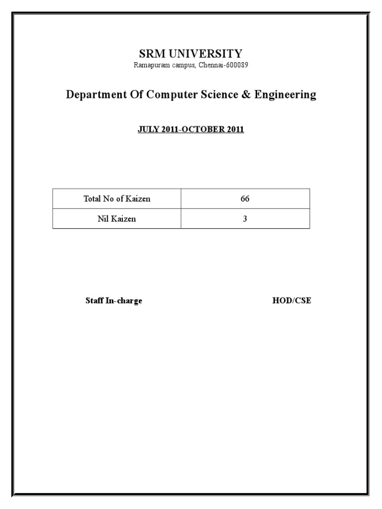 SRM University Department of Computer Science & Engineering: JULY 2011 ...