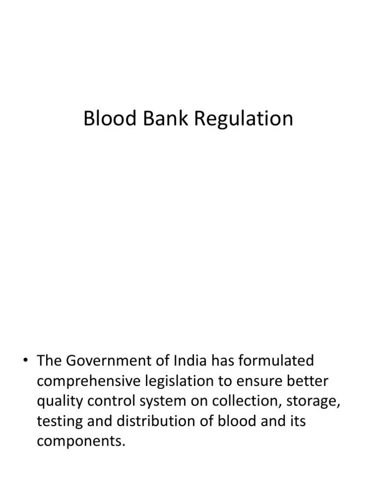 Blood Bank Regulations PDF Blood Donation Blood Transfusion