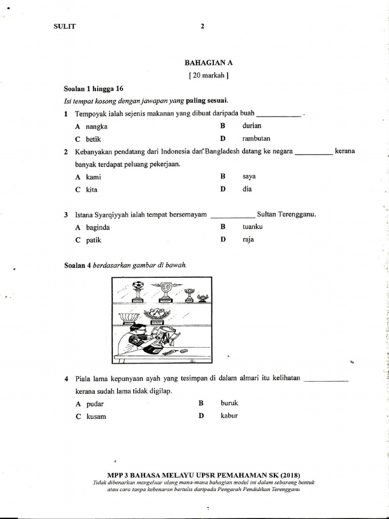 Koleksi Soalan Percubaan Upsr 2019 Semua Negeri Dan Jawapan