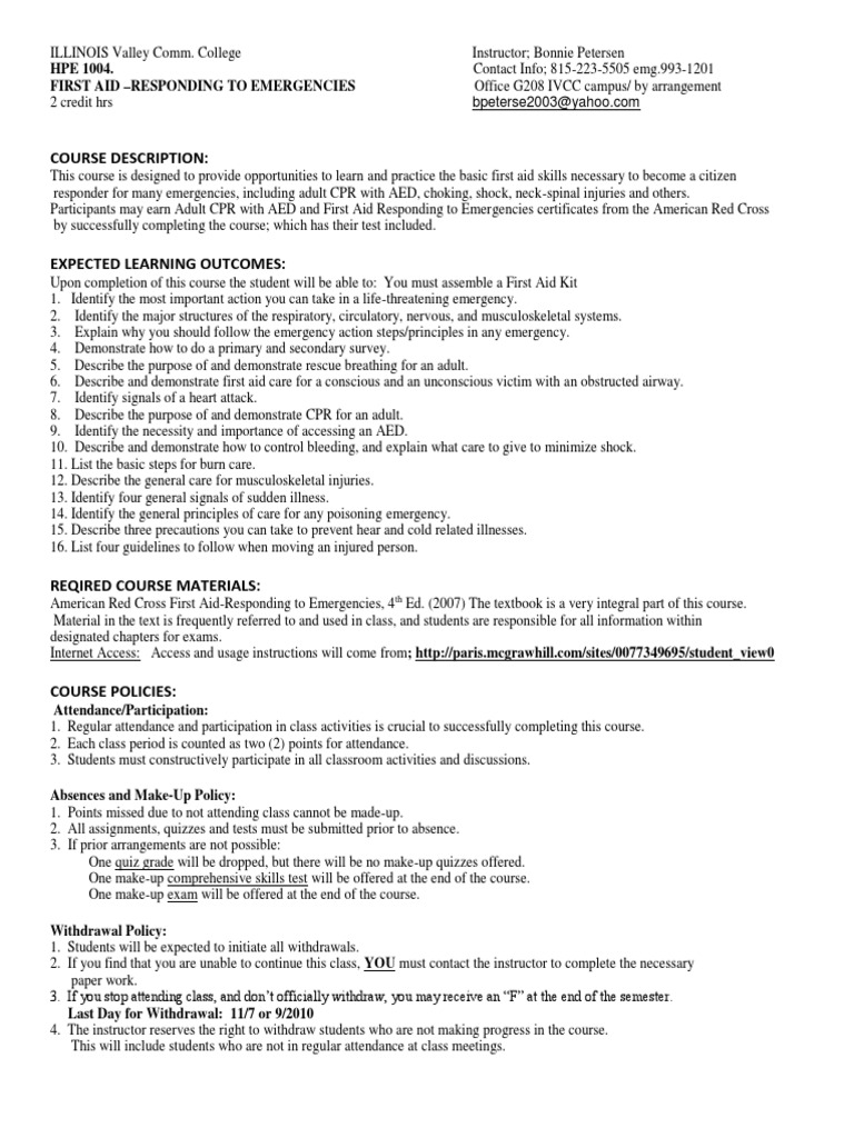 Course Description PDF First Aid American Red Cross