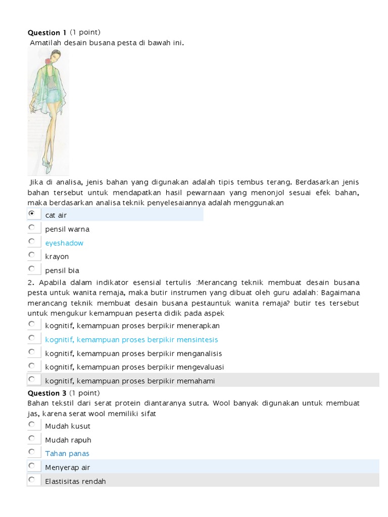 Soal Up Tata Busana 2