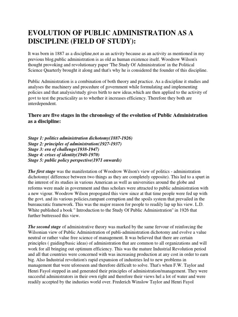 Evolution of Public Administration | PDF | Public Administration | Theory