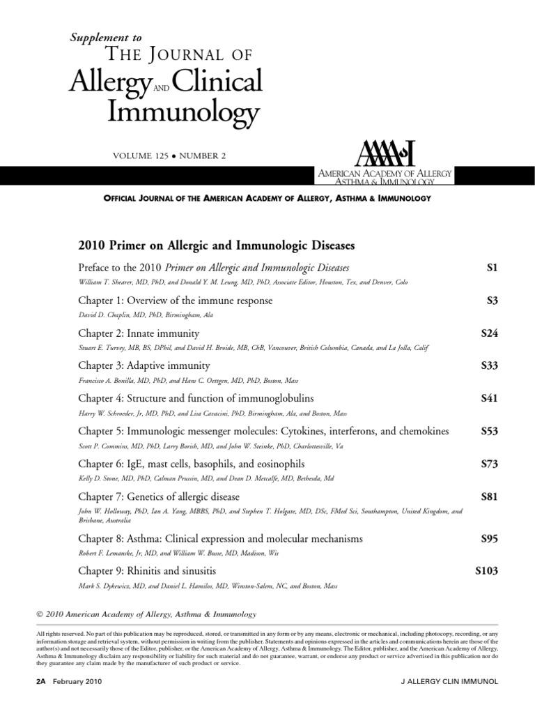 2010 Primer on Allergic and Immunologic Diseases: An Overview of the ...