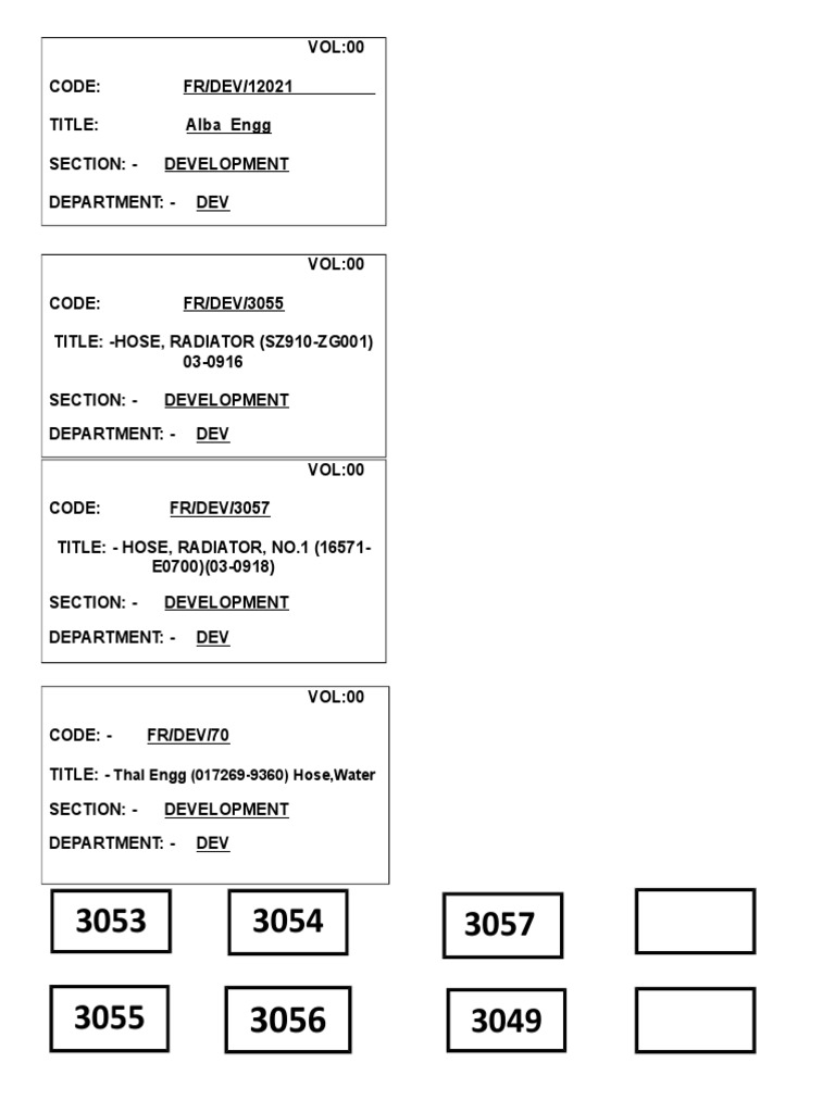 Engineering Development Hose Codes | PDF | Home & Garden | Computers