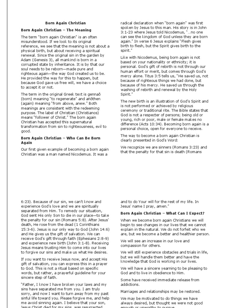 A Comprehensive Explanation Of What It Means To Be Born Again And How