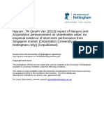 Impact of Mergers and Acquisitions Announcement On Shareholder Value: An Empirical Evidence of Short-Term Performance From Singapore Market.