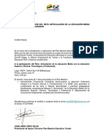 Carta de Invitación para El Reto de Articulación de La Educacion Media Con La Educacion Superior