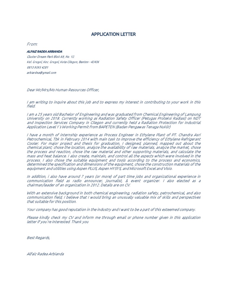 Application Letter | PDF | Science & Mathematics