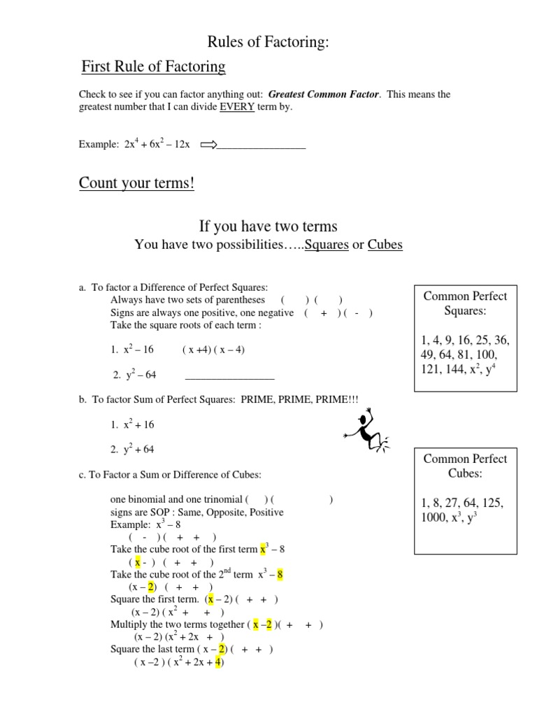 Rules of Factoring | PDF | Factorization | Combinatorics