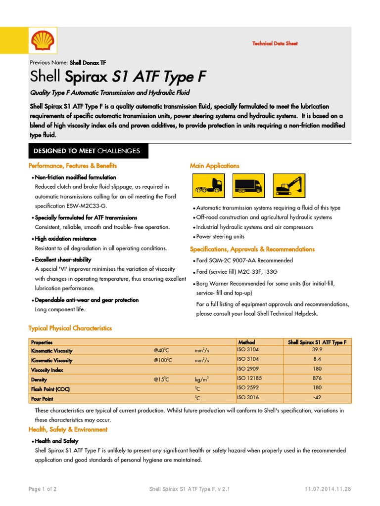 Spirax S1 ATF Type F | PDF | Transmission (Mechanics) | Mechanical ...