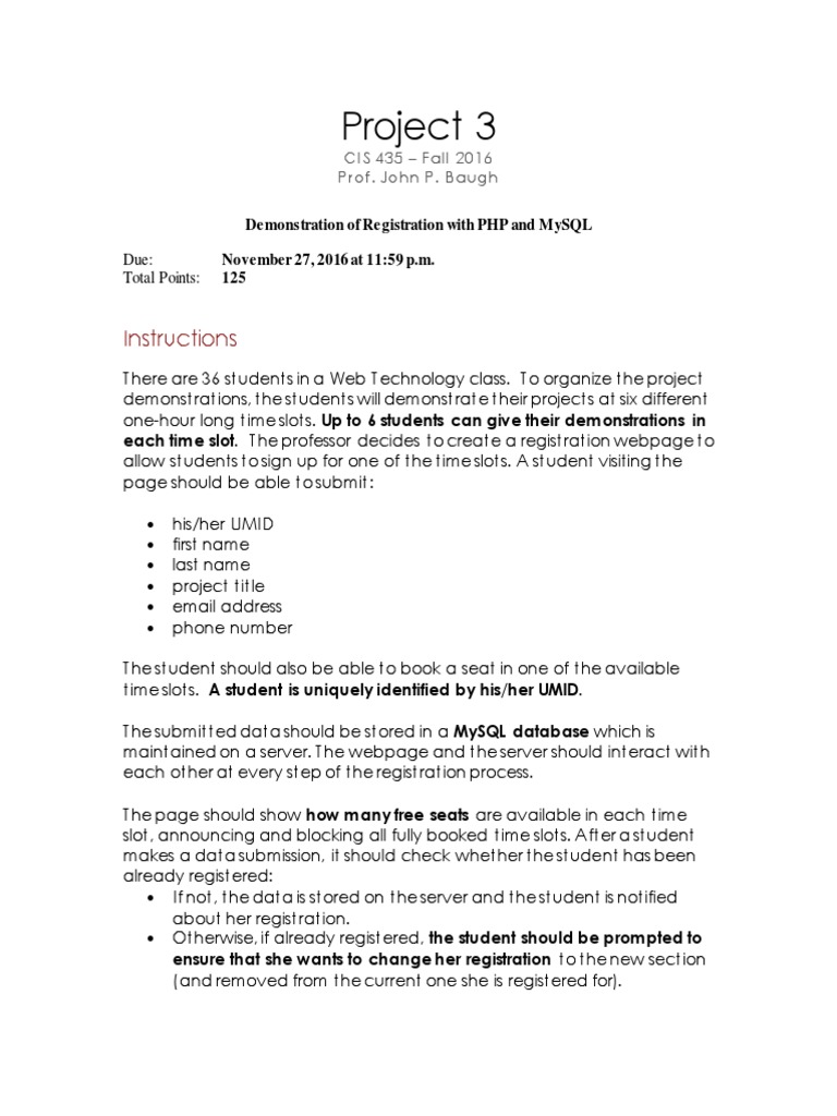 For Project Three | PDF | Web Page | Php